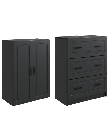 Set di armadi 2 pcs Nero 66 x 34,5 x 87 cm Legno ingegnerizzato