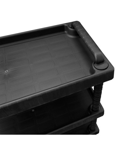 Carrello Attrezzi da Officina a 3 Livelli Nero 75x37,5x92 cm PP