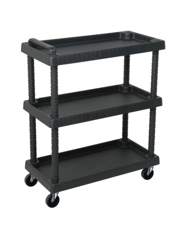 Carrello Attrezzi da Officina a 3 Livelli Nero 75x37,5x92 cm PP