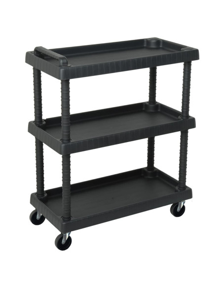 Carrello Attrezzi da Officina a 3 Livelli Nero 75x37,5x92 cm PP