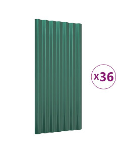 Pannelli Tetto 36pz Acciaio Zincato Verde 80x36 cm