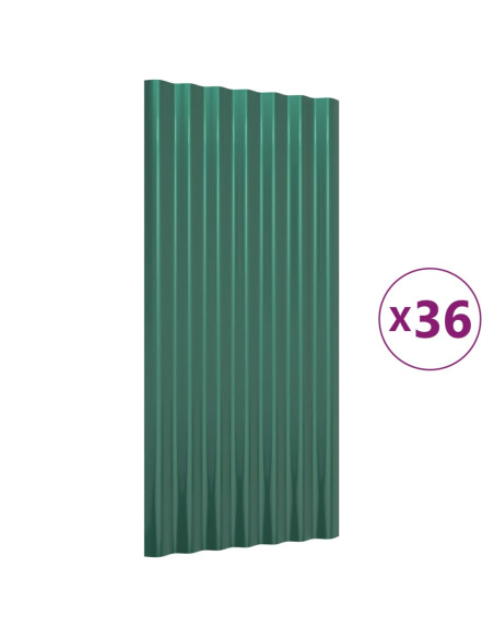 Pannelli Tetto 36pz Acciaio Zincato Verde 80x36 cm