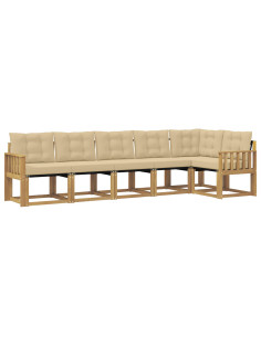 Set di divani da esterno con cuscino 6 pcs Bianco e Beige 2