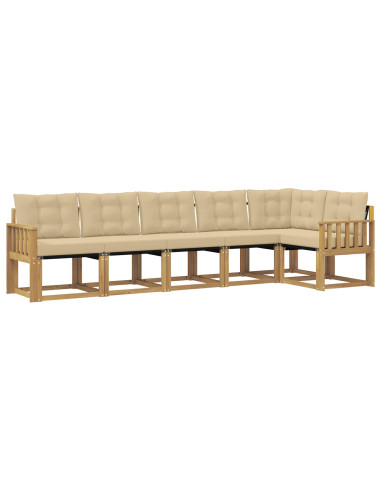 Set di divani da esterno con cuscino 6 pcs Bianco e Beige