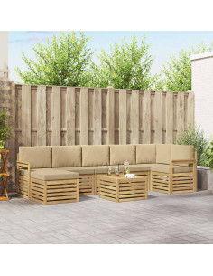 Set di divani da esterno 7 pcs Bianco e Beige 59 x 59 x 37 cm