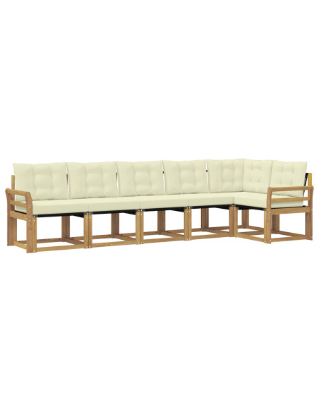 Set di divani da esterno con cuscino 6 pcs Bianco e Crema