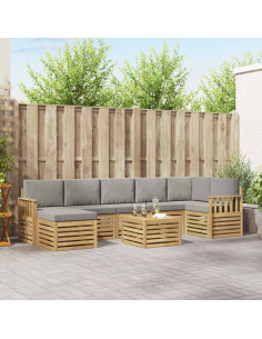 Set di divani da esterno 7 pcs Bianco e Grigio Chiaro