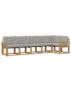 Set di divani da esterno 6 pcs Bianco e Grigio Chiaro 2