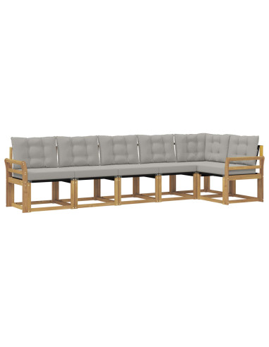 Set di divani da esterno 6 pcs Bianco e Grigio Chiaro