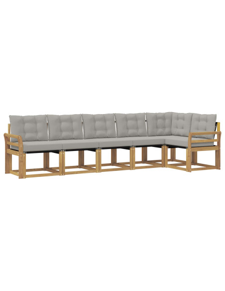 Set di divani da esterno 6 pcs Bianco e Grigio Chiaro