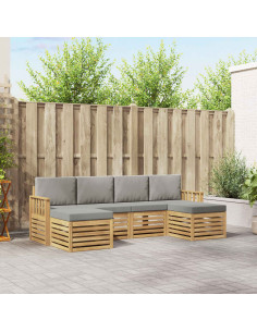 Set di divani da esterno 5 pcs Bianco e Grigio Chiaro