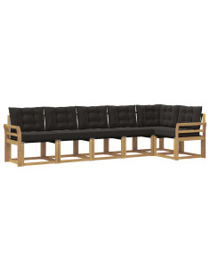 Set di divani da esterno con cuscino 6 pcs Bianco e Nero 2