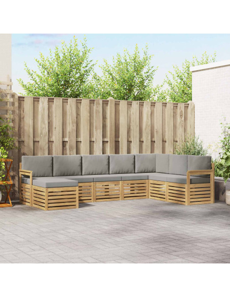Set di divani da esterno 6 pcs Bianco e Grigio Chiaro