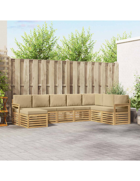 Set di divani da esterno 6 pcs Bianco e Beige