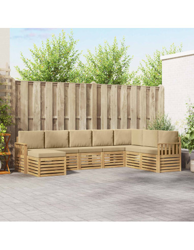 Set di divani da esterno 6 pcs Bianco e Beige