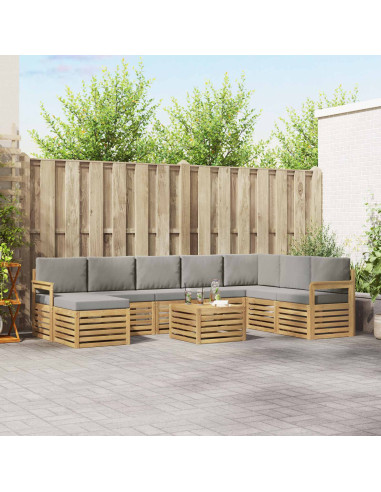 Set di divani da esterno 7 pcs Bianco e Grigio Chiaro