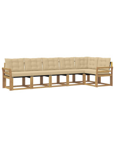 Set di divani da esterno con cuscino 6 pcs Bianco e Beige 2