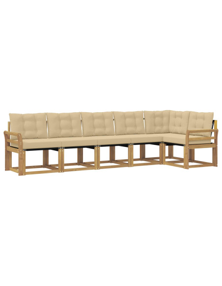 Set di divani da esterno con cuscino 6 pcs Bianco e Beige
