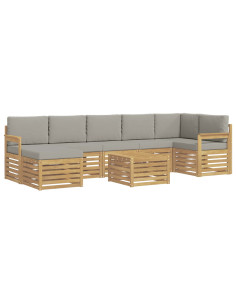 Set di divani da esterno 7 pcs Bianco e Grigio Chiaro 2