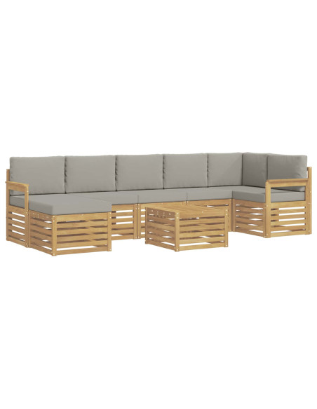 Set di divani da esterno 7 pcs Bianco e Grigio Chiaro