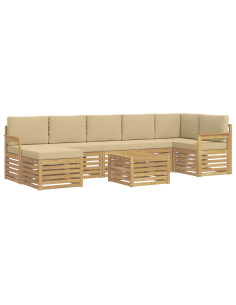 Set di divani da esterno 7 pcs Bianco e Beige 59 x 59 x 37 cm 2
