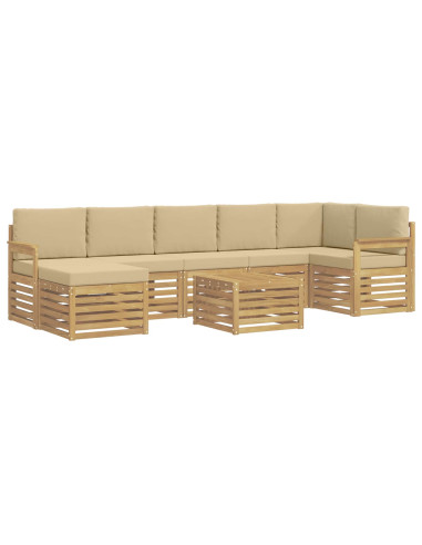 Set di divani da esterno 7 pcs Bianco e Beige 59 x 59 x 37 cm