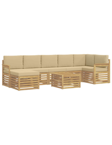 Set di divani da esterno 7 pcs Bianco e Beige 59 x 59 x 37 cm