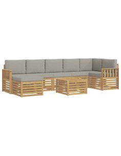 Set di divani da esterno 7 pcs Bianco e Grigio Chiaro 2