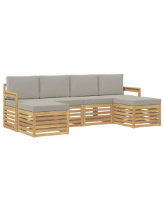 Set di divani da esterno 5 pcs Bianco e Grigio Chiaro 2