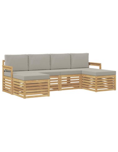 Set di divani da esterno 5 pcs Bianco e Grigio Chiaro