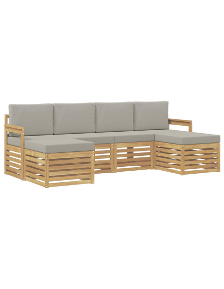 Set di divani da esterno 5 pcs Bianco e Grigio Chiaro