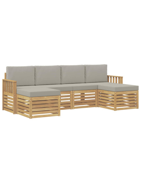 Set di divani da esterno 5 pcs Bianco e Grigio Chiaro