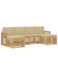 Set di divani da esterno 5 pcs Bianco e Beige 2