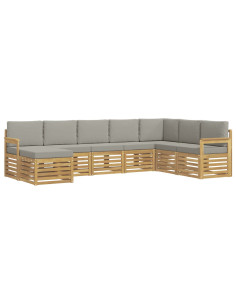 Set di divani da esterno 6 pcs Bianco e Grigio Chiaro 2