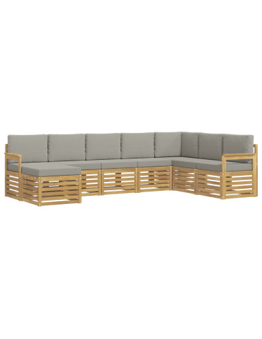 Set di divani da esterno 6 pcs Bianco e Grigio Chiaro