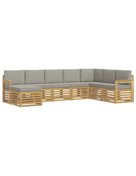 Set di divani da esterno 6 pcs Bianco e Grigio Chiaro