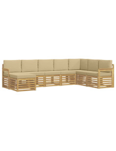 Set di divani da esterno 6 pcs Bianco e Beige 2