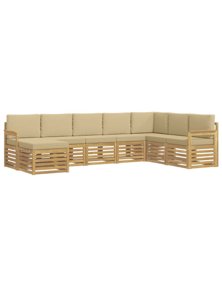 Set di divani da esterno 6 pcs Bianco e Beige