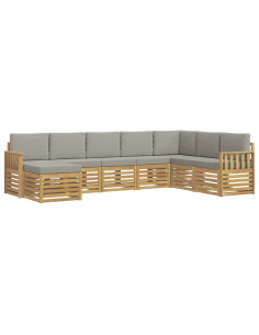 Set di divani da esterno 6 pcs Bianco e Grigio Chiaro 2