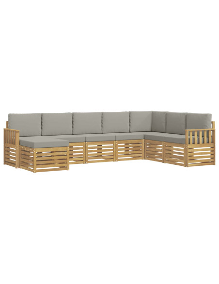 Set di divani da esterno 6 pcs Bianco e Grigio Chiaro