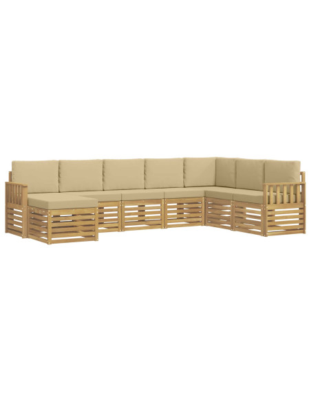 Set di divani da esterno 6 pcs Bianco e Beige