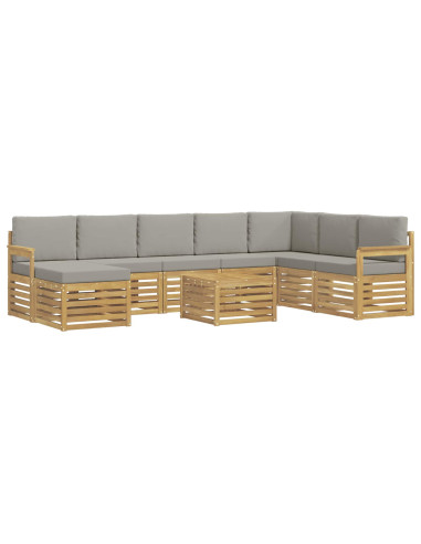 Set di divani da esterno 7 pcs Bianco e Grigio Chiaro