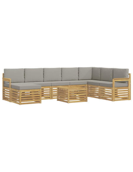 Set di divani da esterno 7 pcs Bianco e Grigio Chiaro