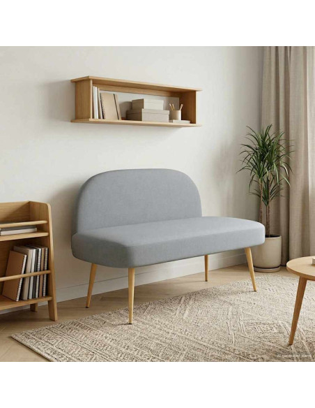 Panchina imbottita con schienale Grigio Chiaro 110 x 60 x 76 cm
