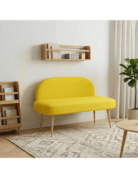 Panchina imbottita con schienale Giallo chiaro 110 x 60 x 76 cm