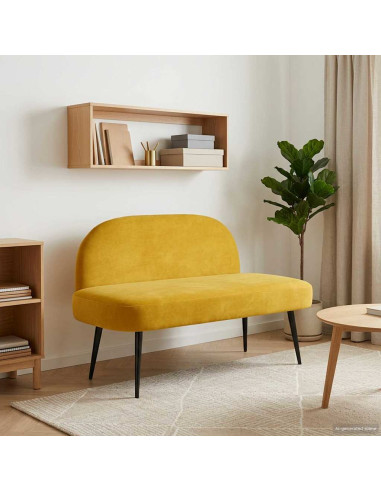 Panchina imbottita con schienale Giallo 110 x 60 x 76 cm