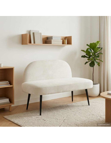 Panchina imbottita con schienale Crema 110 x 60 x 76 cm Velluto