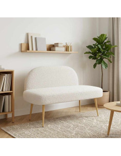 Panchina imbottita con schienale Crema 110 x 60 x 76 cm Bouclé