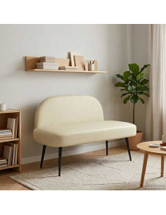Panchina imbottita con schienale Crema 110 x 60 x 76 cm