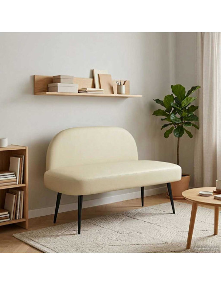 Panchina imbottita con schienale Crema 110 x 60 x 76 cm